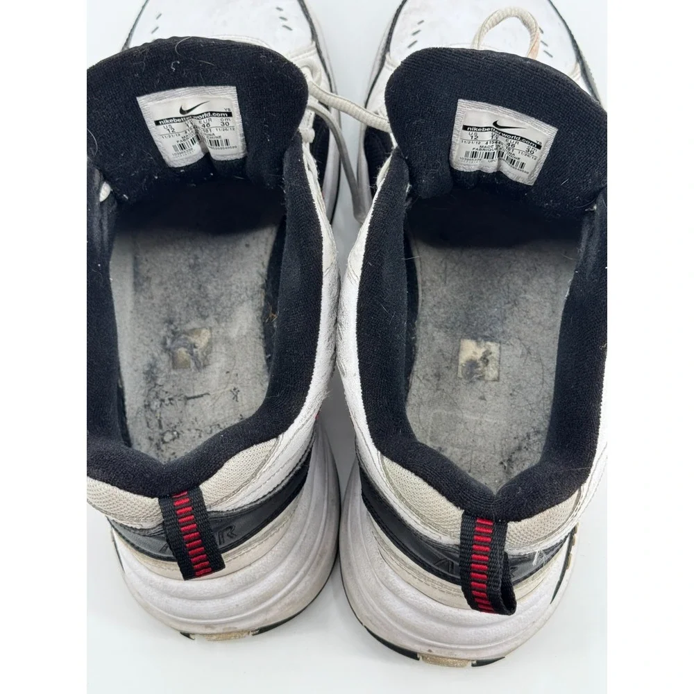 Nike Air Monarch IV 415445-101 Mens Sneakers 12 White Black Swoosh Workout Shoes
